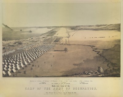 占领军营的鸟瞰图，由G＆W Endicott，纽约，1847年印制 作者 美国学校