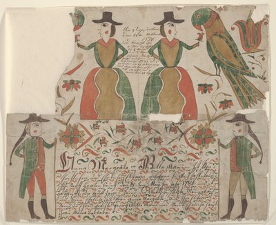 AnnaMargrätaWilleman的出生和洗礼证书，Fraktur绘画，第1810页（纸和笔在纸上的墨水） 作者 美国学校