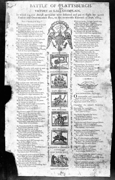 1812年战争的宽边，普拉茨堡战役和尚普兰湖胜利（打印） 作者 美国学校