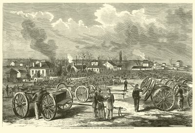 1863年11月在Thomass总部门前捕获的同盟大炮 作者 美国学校
