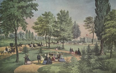 中央公园，The Drive，Currier＆Ives，酒吧。 1862年 作者 美国学校