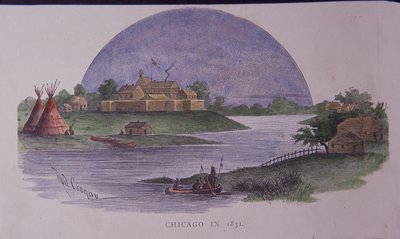 1831年的芝加哥，19世纪末（彩色版画 作者 美国学校