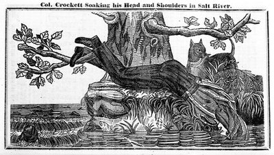 Davy Crockett上校浸泡在Salt River的头部和肩部，来自Crocketts Almanac，1837年（新闻纸） 作者 美国学校