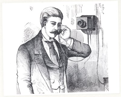 使用的电容器电话，电话由George Bartlett Prescott（1830年），1890年 作者 美国学校