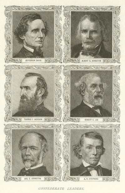 同盟领袖，Jefferson Davis，Albert S Johnston，Thomas J Jackson，Robert E Lee，Joseph E Johnston，AH Stephens 作者 美国学校