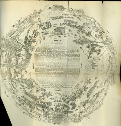 Cyclorama折叠出详细描述大叛乱历史的地图，c.1870 作者 美国学校