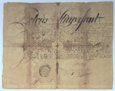 1664年5月15日，新荷兰总干事Peter Stuyvesant签署了契约 作者 美国学校