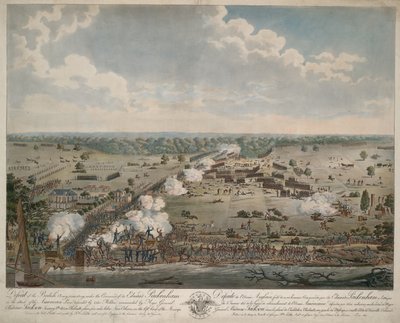 击败英国军队（新奥尔良之战），酒吧。 1815（手工彩色雕刻） 作者 美国学校