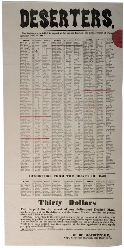 逃兵，1863年 作者 美国学校