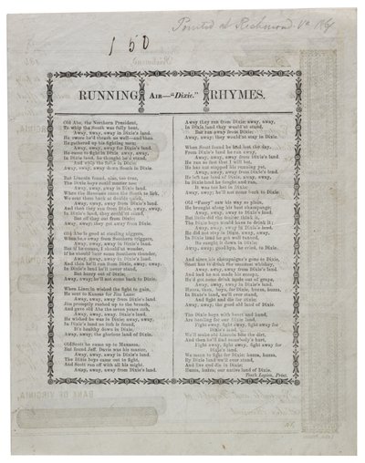 1861年，迪克西在一张纸上打印 作者 美国学校