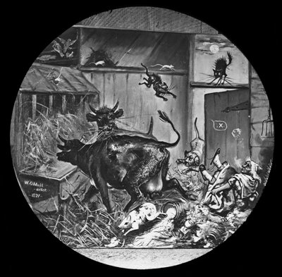 绘制奥利里太太和一头母牛，c.1872 作者 美国学校