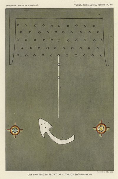 希瓦纳奎祭坛前的干画（彩色石版画） 作者 美国学校