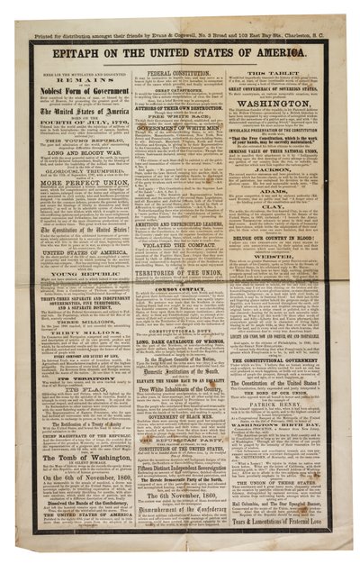 美利坚合众国的墓志铭，c.1861 作者 美国学校
