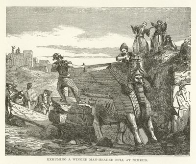 在尼姆鲁德（Nimrud）挖出一头带头的男子头牛 作者 American School