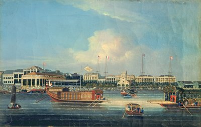 工厂位于广州，来自中国港口，1850年 作者 美国学校