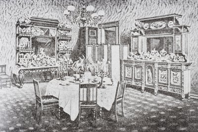 白宫的家庭餐厅在19世纪90年代，华盛顿特区，美利坚合众国 作者 美国学校