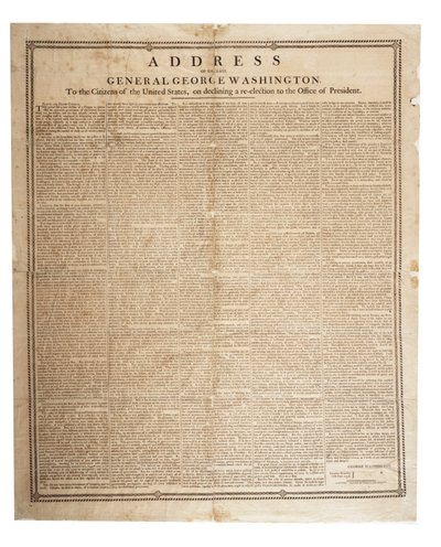 1796年9月17日已故乔治华盛顿将军的告别演说 作者 美国学校
