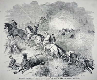 1862年9月，联邦炮兵在南山战役中就位（雕版画）。 作者 美国学校