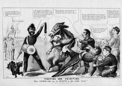 战斗和昏厥：在纽约Strong Litho出版的“战争中，他在战场上晕倒”，c.1852 作者 American School