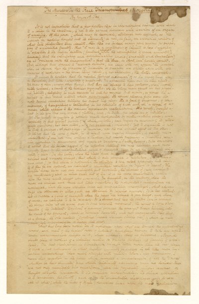 1841年Edgar Allan Poe在莫尔盖街的谋杀案的第一页 作者 American School
