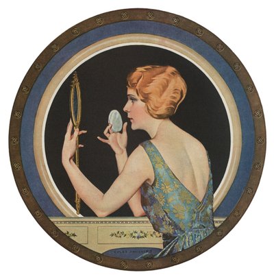 对着镜子化妆的 Flapper 作者 美国学校