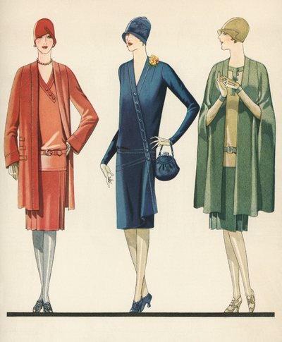 穿长裙和大衣的 Flappers 作者 美国学校