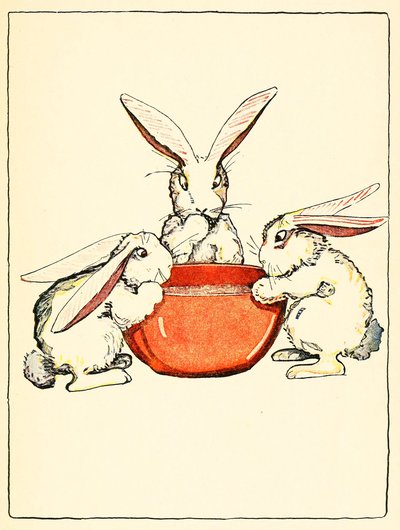Flopsy、Mopsy和Cotton-Tail的晚餐是面包、牛奶和黑莓，1916年。 作者 美国学校