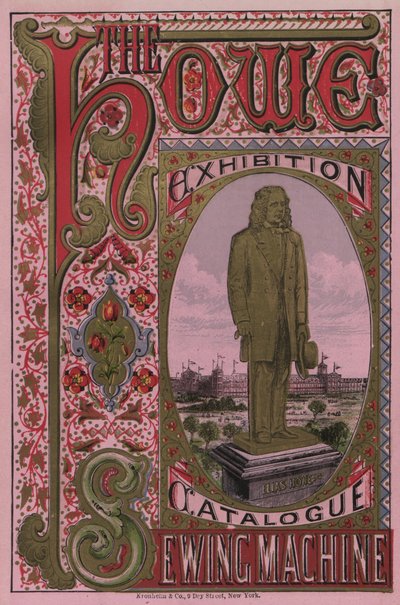 豪威缝纫机展览目录的封面，1876年 作者 美国学校