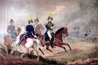 威廉·亨利·哈里森将军（1773-1841）和1813年泰晤士河战役的工作人员 作者 American School