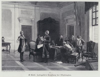 George Washington welcoming the Marquis de Lafayette (engraving) 作者 美国学校