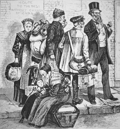 纽约市的德国移民，约1870年（雕刻）。 作者 美国学校