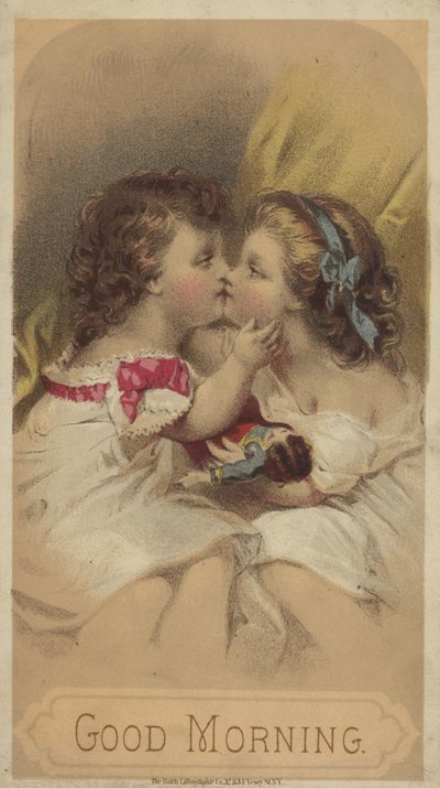 早上好，亲吻的孩子们（chromolitho） 作者 美国学校