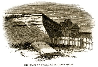 塞米诺尔酋长奥西奥拉的坟墓，它出现在1860年的莫斯特堡西北堡垒旁边，就在美国内战之前 作者 American School
