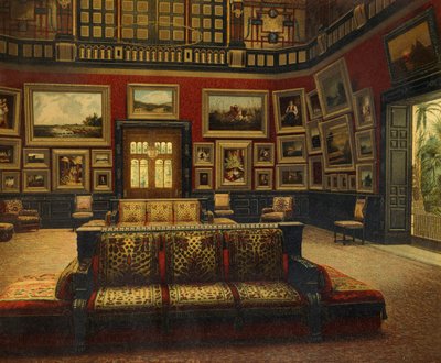 纽约范德比尔特酒店的大厅，约1840年，彩色雕刻。 作者 美国学校