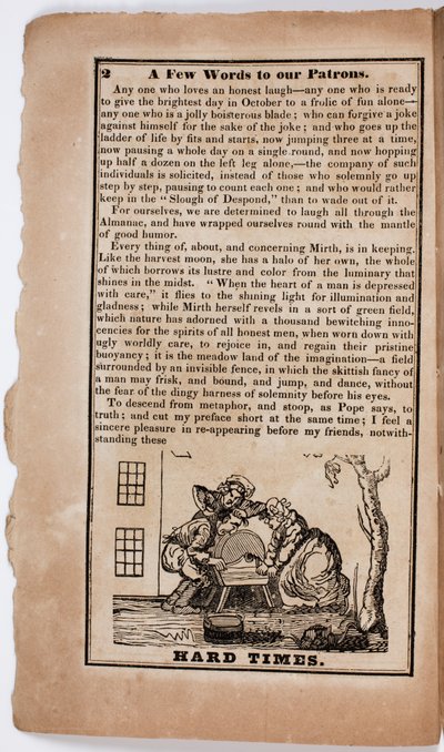 Hard Times，1838年The American Comic Almanac的第2页 作者 美国学校
