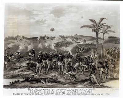 &39;如何赢得胜利&39;，1898年7月1日，古巴圣地亚哥圣胡安山第十骑兵团的指控，酒吧。 1899年 作者 美国学校