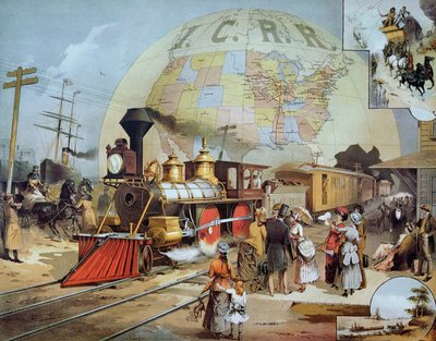 伊利诺伊州中央铁路公司，约1886年（彩色平版印刷）。 作者 美国学校