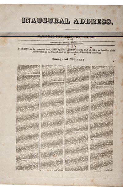1825年3月4日John Quincy Adams的就职演说（另见GLC 696060） 作者 美国学校