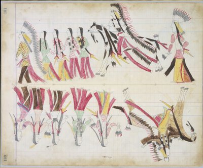 印度舞蹈，插图来自黑马Ledger，1877-79（铅笔和蜡笔在纸上） 作者 美国学校