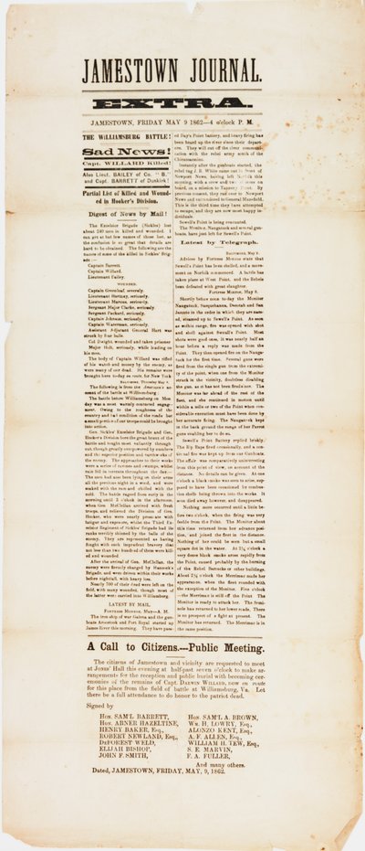 詹姆斯敦日报，1862年5月9日 作者 美国学校
