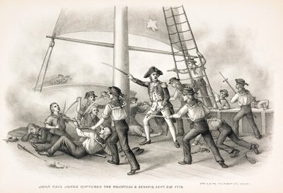 约翰·保罗·琼斯（John Paul Jones）于1779年9月23日出版了“伯爵夫人与塞拉皮斯”（Countess＆Serapis） 作者 美国学校
