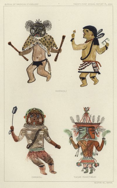 Kawikoli, Ciwikoli, Tacab (Naactadji) (彩色石版印刷) 作者 美国学校