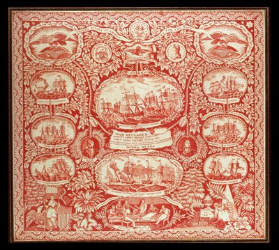 Kerchief纪念1812年战争的胜利，1815年（棉花） 作者 美国学校
