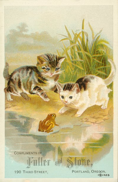 小猫遇见青蛙（chromolitho） 作者 美国学校