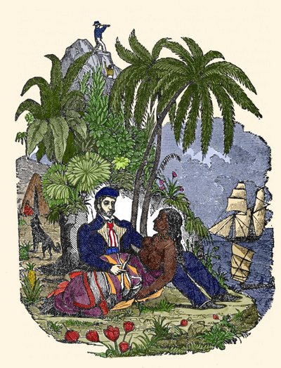 马达加斯加岛上的海盗生活。海盗自己的书》的版画，1837年。 作者 美国学校