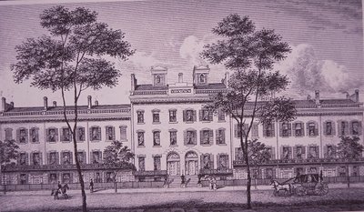 1831年的LeRoy Place，现在的格林威治村Bleecker街的一部分（雕刻）。 作者 美国学校