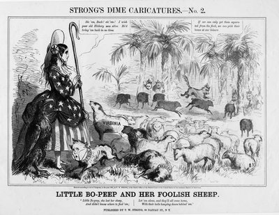 Little Bo-Peep和她的愚蠢的绵羊，1861年由TW Strong，纽约出版 作者 American School