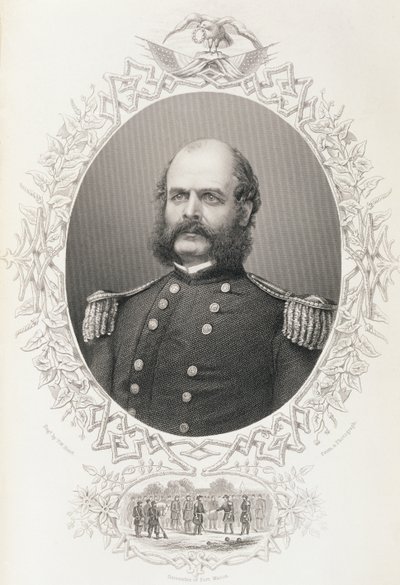 Ambrose Everett Burnside少将，来自“美国历史”，Vol。 II。作者：Charles Mackay，TW Hunt从照片中镌刻 作者 美国学校