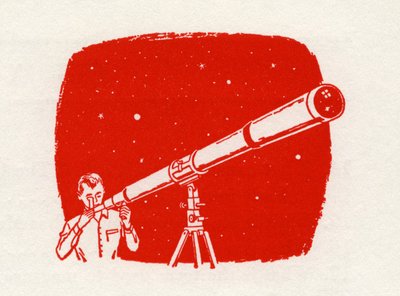 拿着望远镜看星星的人 作者 美国学校