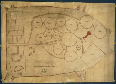 印第安原住民土地地图，约 1721-25 年（牛皮纸） 作者 美国学校